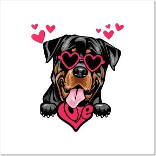 Funny Rottweiler Dog Valentine's Day Dog Mom Posters and Art